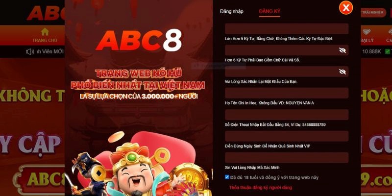 Hoàn thành việc cung cấp thông tin đăng ký ABC8